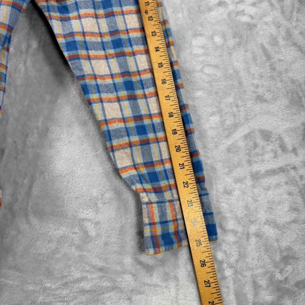 VISSLA Central Coast ECO Flannel Shirt Mens XL Blue Orange Organic Cotton Plaid - Picture 11 of 13